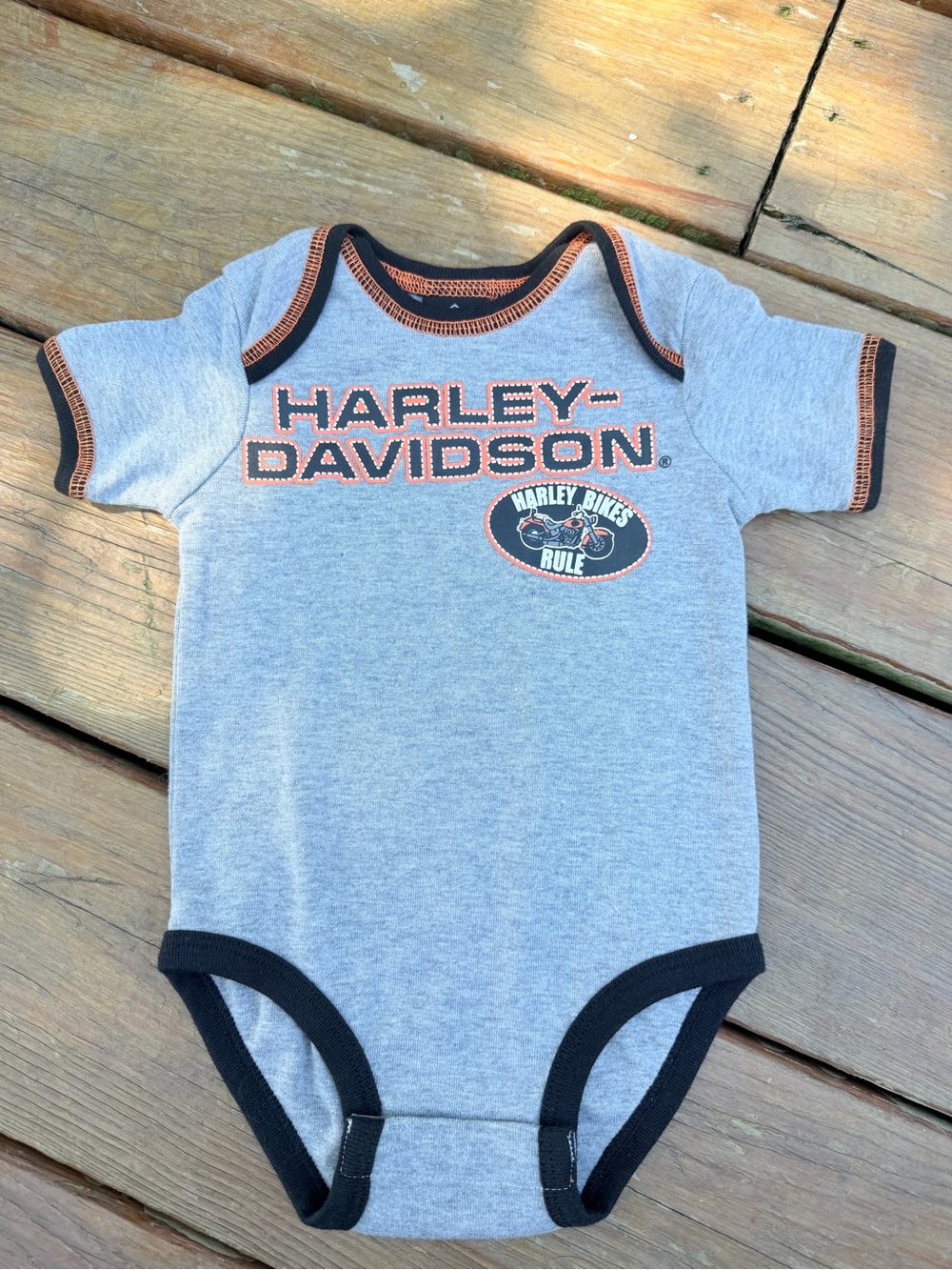Harley-Davidson Grey Bodysuit with Black & Orange Trim